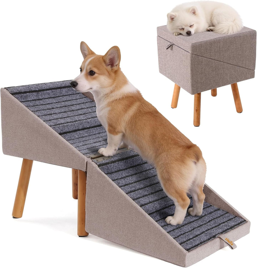 Dog Stairs for Couch 2 in 1 Foldable Pet Steps Ottoman Non Slip