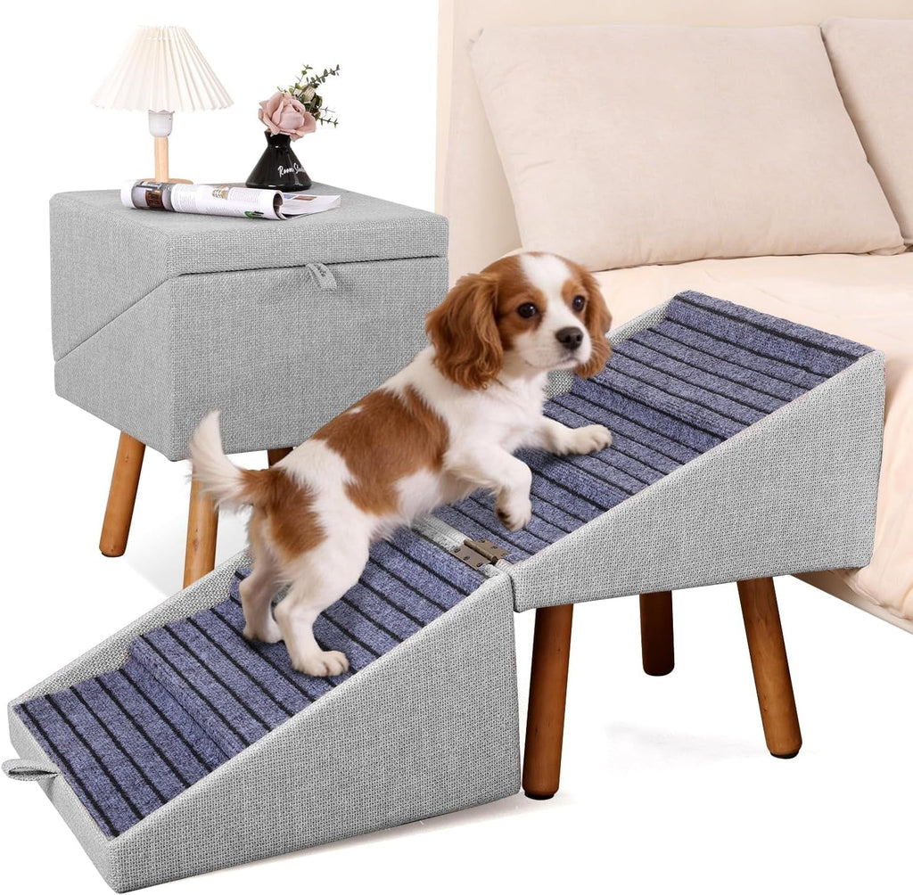 Dog Stairs for Couch 2 in 1 Foldable Pet Steps Ottoman Non Slip