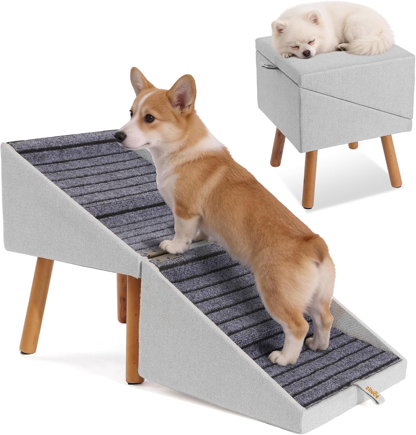Dog Stairs for Couch 2 in 1 Foldable Pet Steps Ottoman Non Slip
