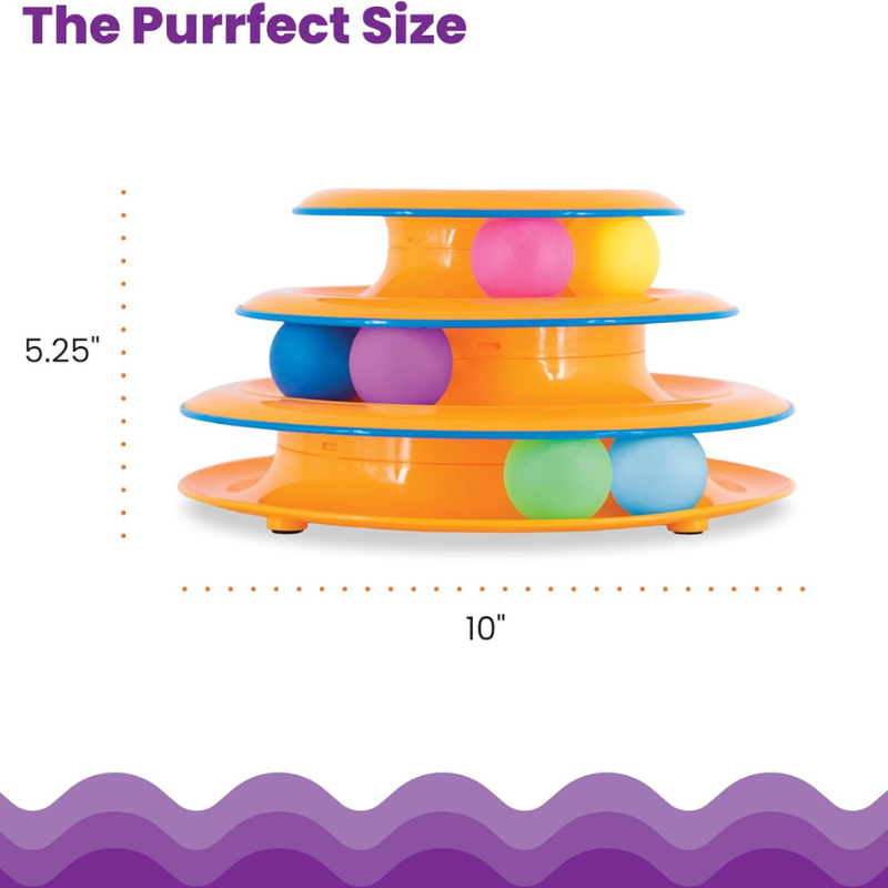 3-Tier Cat Track Toy – Interactive Spinning Ball Tower for Active Cats