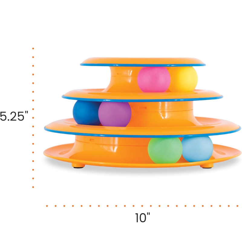 3-Tier Cat Track Toy – Interactive Spinning Ball Tower for Active Cats