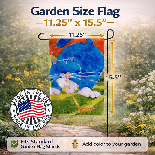 Big Blue the Cat Golfer Garden Flag Mailbox Decorative Yard Banner Outside Patio Artwork for Flower Beds, Garden Size, Multicolor
