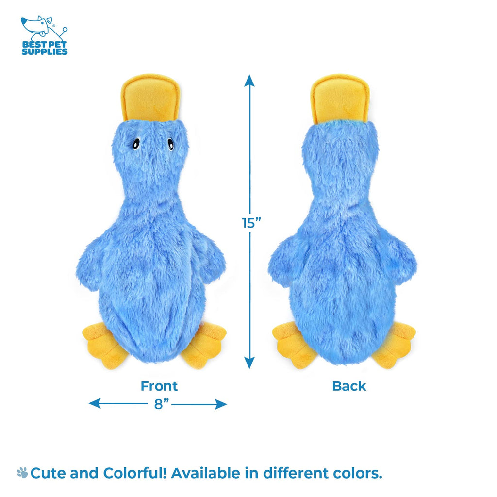 Best Pet Supplies Interactive Squeaky Dog Chew Toy Crinkle Duck Blue Large
