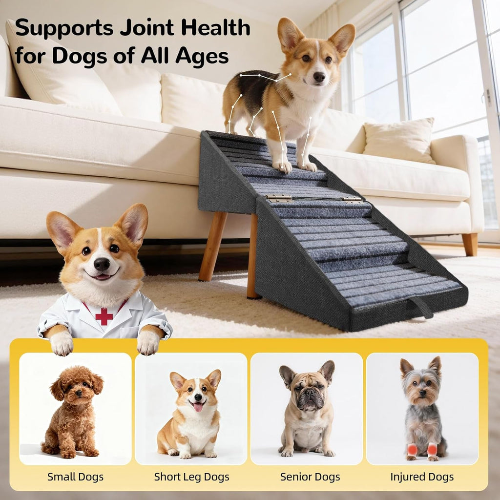 Dog Stairs for Couch 2 in 1 Foldable Pet Steps Ottoman Non Slip