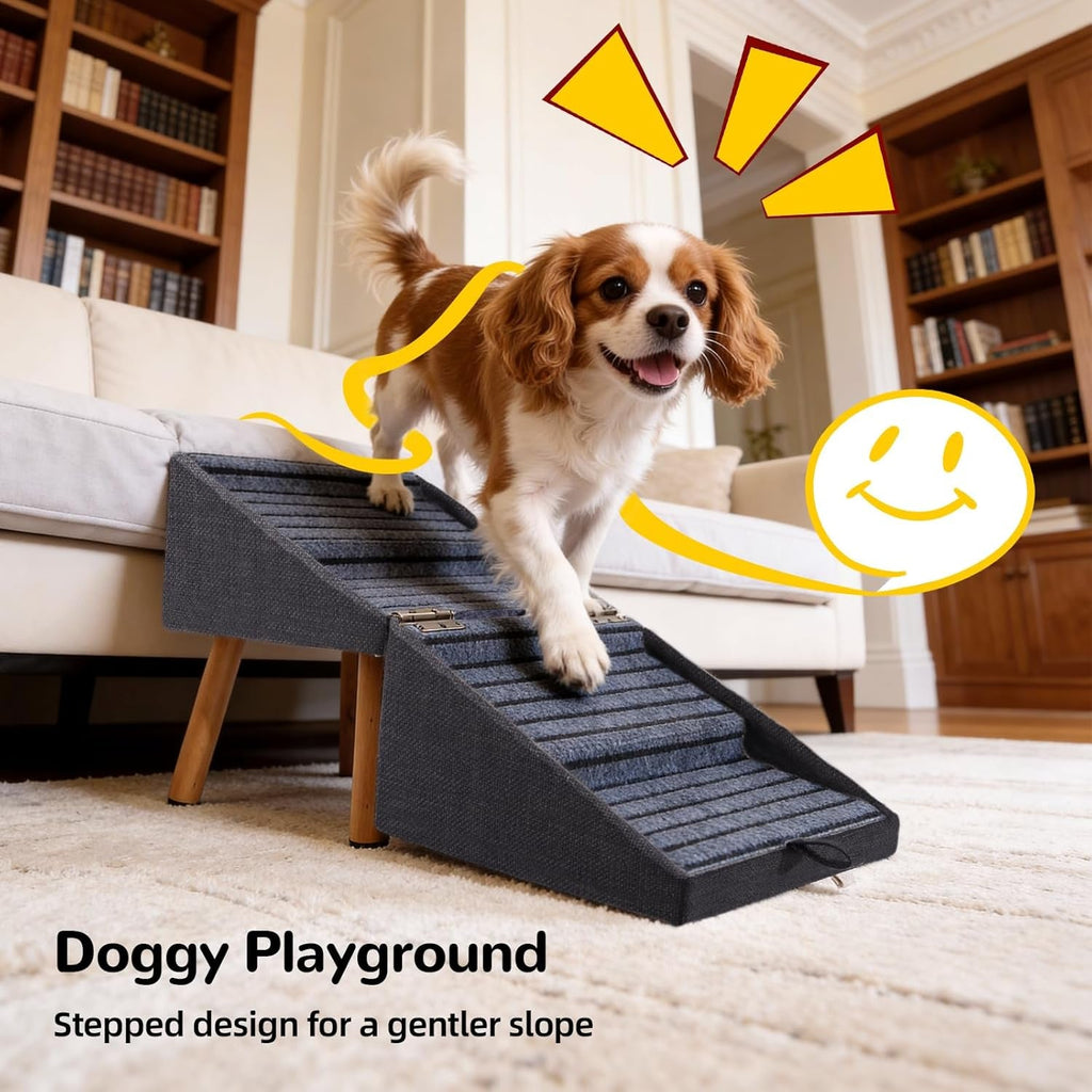 Dog Stairs for Couch 2 in 1 Foldable Pet Steps Ottoman Non Slip