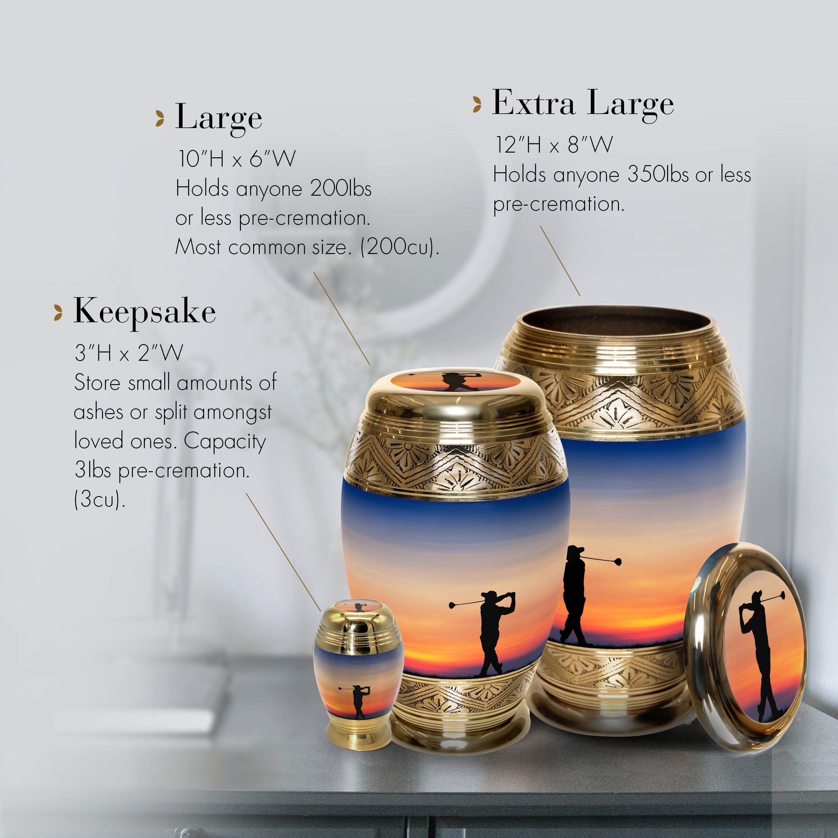 Fairway to Heaven Golf Extra Large Urn or Companion Urn – Extra Large Urns for Human Ashes | XL Urn & XXL Urn