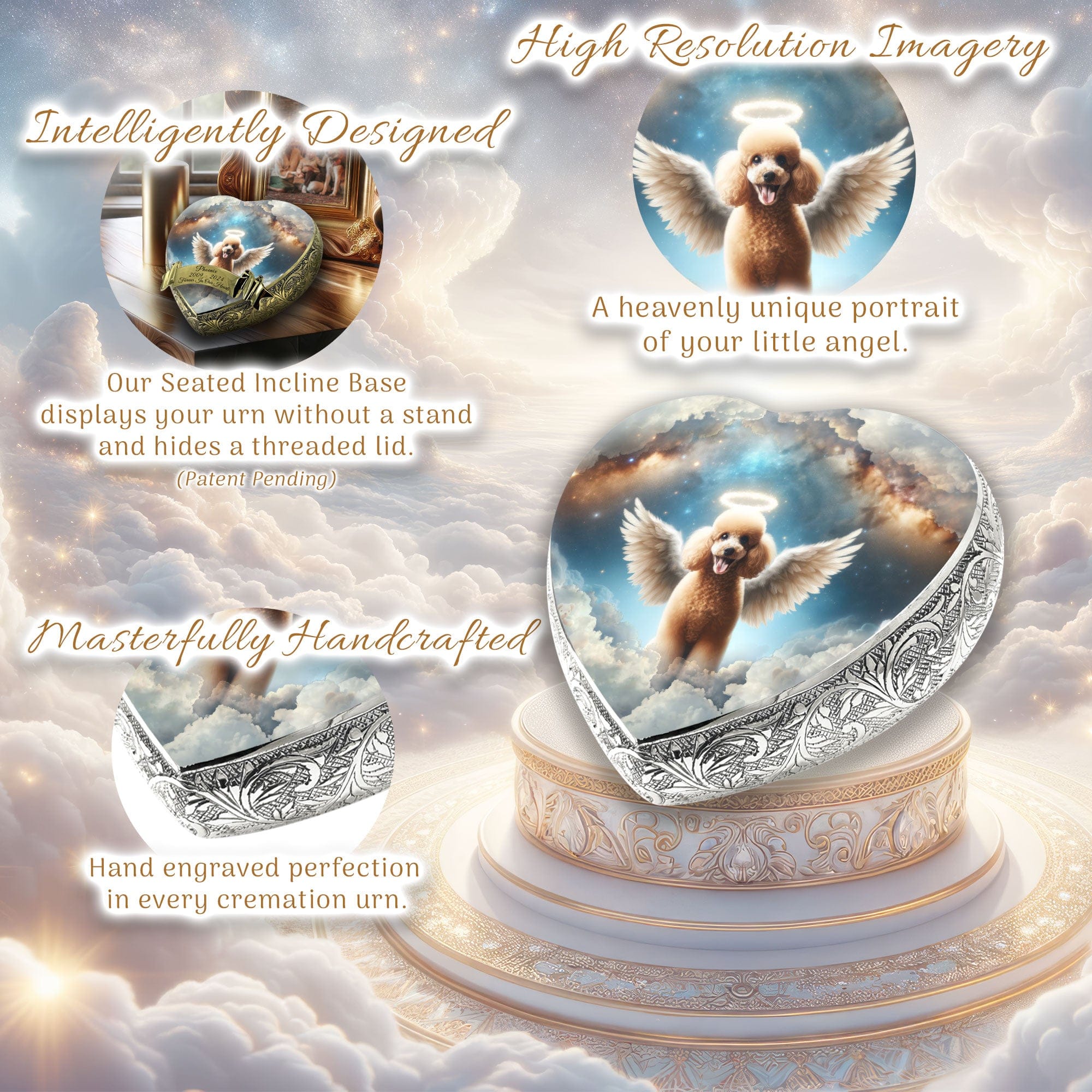 Apricot Mini Poodle Dog Urn - Astral Awe Urn for Dog Ashes
