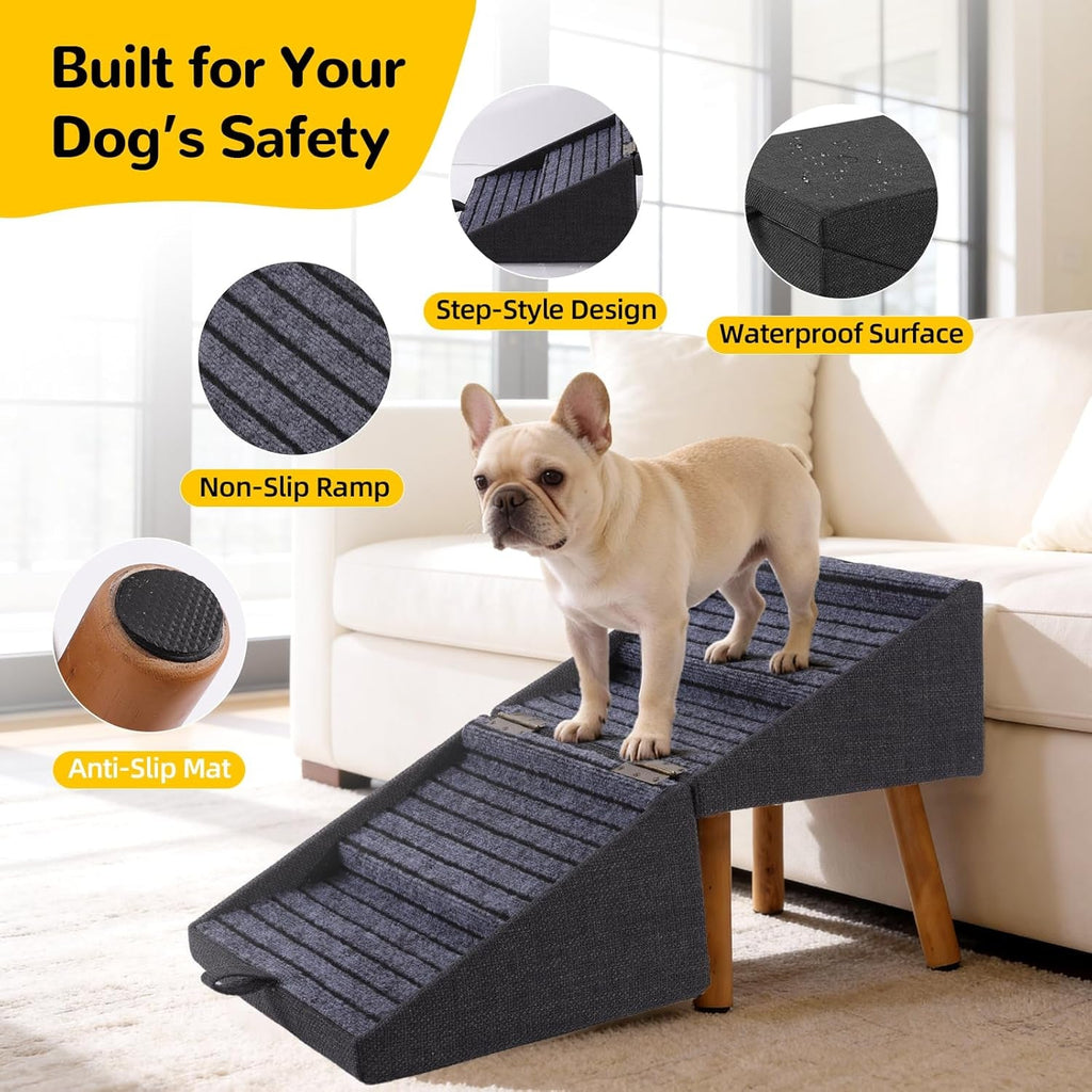 Dog Stairs for Couch 2 in 1 Foldable Pet Steps Ottoman Non Slip
